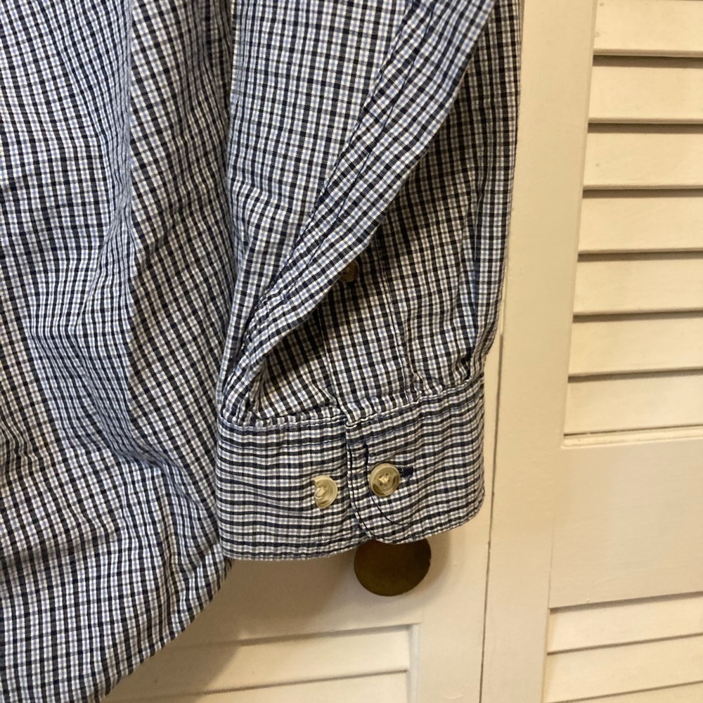 Wrangler Blue Plaid Button Down Shirt Size Large - Picture 6 of 9